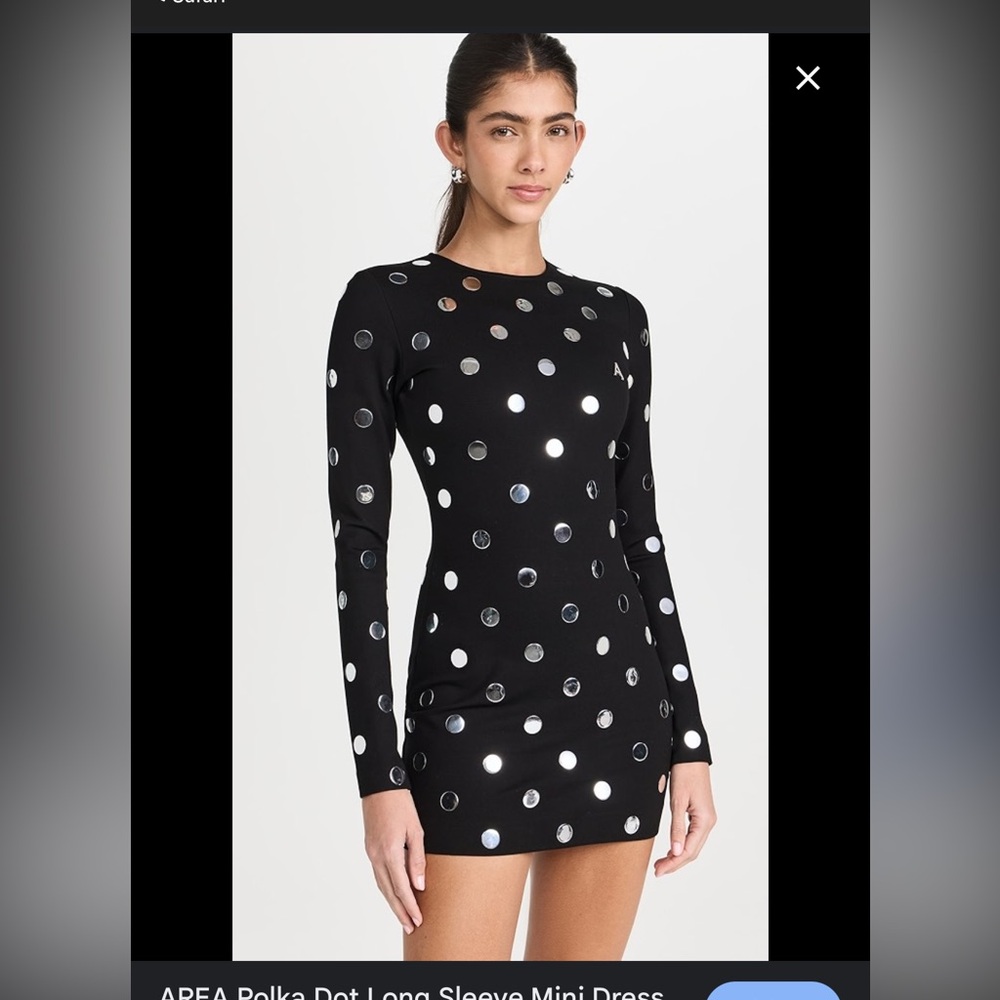 AREA Black Bodycon Long Sleeve Cocktail Dress